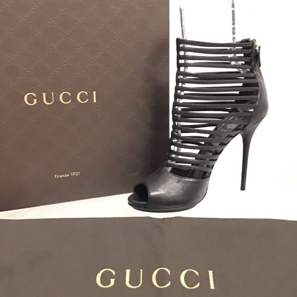 Gucci Shoes - Like New Gucci Leather Caged Sandals Box & Dustbag